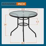 32in Round Patio Dining Table with Umbrella Hole