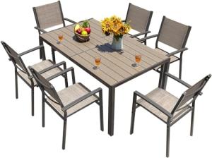 7-Piece Brown Outdoor Dining Set with Chairs