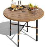 Round Patio Dining Table for 4 with Umbrella Hole