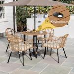 Round Patio Dining Table for 4 with Umbrella Hole