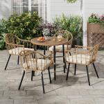 Round Patio Dining Table for 4 with Umbrella Hole