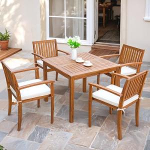 Flamaker 5-Piece Acacia Wood Outdoor Dining Set