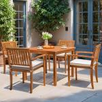 Flamaker 5-Piece Acacia Wood Outdoor Dining Set