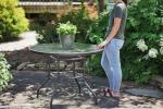 40" Round Steel Patio Dining Table with Glass Top
