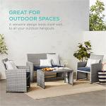 4-Piece Outdoor Wicker Patio Furniture Set - Gray/Navy