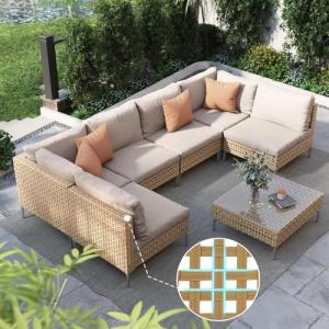 7-Piece Boho Wicker Patio Furniture Set