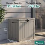 YITAHOME Waterproof 31 Gallon Outdoor Storage Box