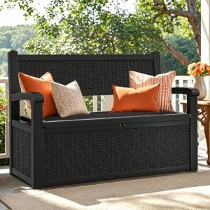 YITAHOME 70 Gallon Outdoor Storage Bench with Armrests