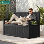 YITAHOME 70 Gallon Outdoor Storage Bench with Armrests