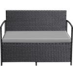 Greesum Black Rattan Patio Loveseat with Cushions