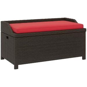 Outdoor Wicker Storage Bench with Cushion, 34 Gallon
