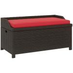 Outdoor Wicker Storage Bench with Cushion, 34 Gallon