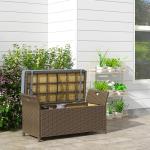 29 Gallon Outdoor Wicker Storage Bench with Cushion