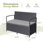 Greesum Black Rattan Patio Loveseat with Cushions