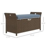 29 Gallon Outdoor Wicker Storage Bench with Cushion