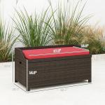 Outdoor Wicker Storage Bench with Cushion, 34 Gallon
