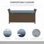 29 Gallon Outdoor Wicker Storage Bench with Cushion