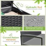 Greesum Black Rattan Patio Loveseat with Cushions