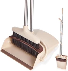Lightweight Broom and Dustpan Set with Long Handle