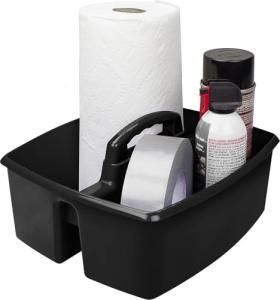Large 2-Compartment Cleaning Caddy Organizer - Black