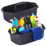 Omirome 2-Pack Gray Cleaning Caddy - Portable Tote