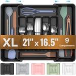 Extra Large Expandable Silverware Organizer in Black