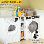 OKZEST 4-Tier Slim Rolling Storage Cart with Wood Top