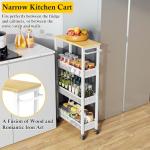OKZEST 4-Tier Slim Rolling Storage Cart with Wood Top