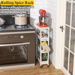OKZEST 4-Tier Slim Rolling Storage Cart with Wood Top
