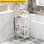 OKZEST 4-Tier Slim Rolling Storage Cart with Wood Top