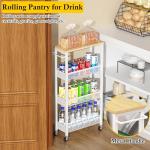 OKZEST 4-Tier Slim Rolling Storage Cart with Wood Top
