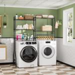 Heavy Duty Laundry Room Shelf with Hanger Hooks