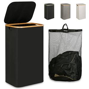 Large Black Laundry Hamper with Lid and Handle