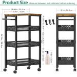 4-Tier Rolling Storage Cart with Wood Top
