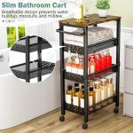 4-Tier Rolling Storage Cart with Wood Top