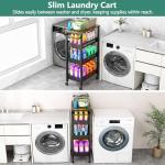 4-Tier Rolling Storage Cart with Wood Top