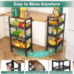 4-Tier Rolling Storage Cart with Wood Top