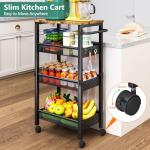 4-Tier Rolling Storage Cart with Wood Top