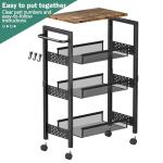 4-Tier Rolling Storage Cart with Wood Top
