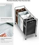 4-Section Rolling Laundry Hamper with Lockable Wheels
