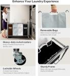 4-Section Rolling Laundry Hamper with Lockable Wheels