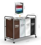 4-Section Rolling Laundry Hamper with Lockable Wheels