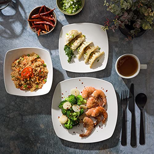 Square White Porcelain Dinnerware Set for 4, 16pcs