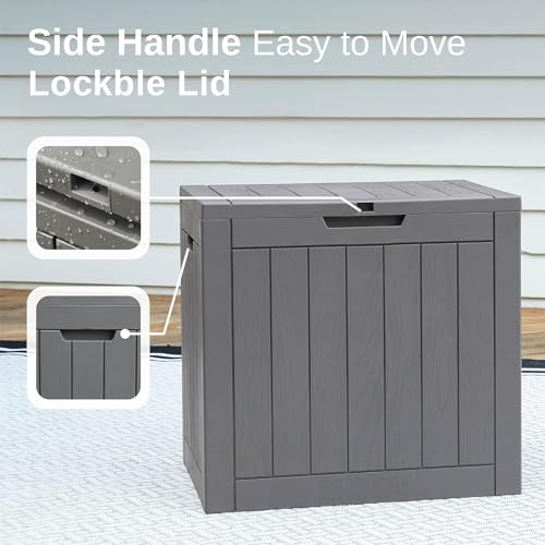 EAST OAK Outdoor Storage Box, 31 Gallon - Grey