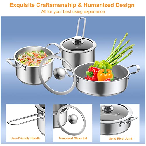 Aufranc 6 Piece Stainless Steel Cookware Set