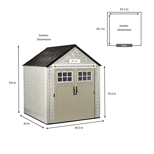Rubbermaid 7 x 7 Ft Storage Shed, Beige/Brown