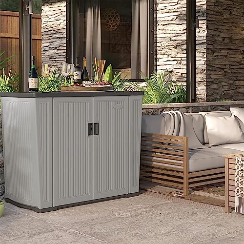 Suncast Backyard Oasis 130 Gallon Storage Shed, Dove Gray