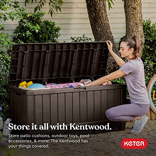Keter Kentwood 92 Gallon Resin Deck Box﻿ for Patio Items