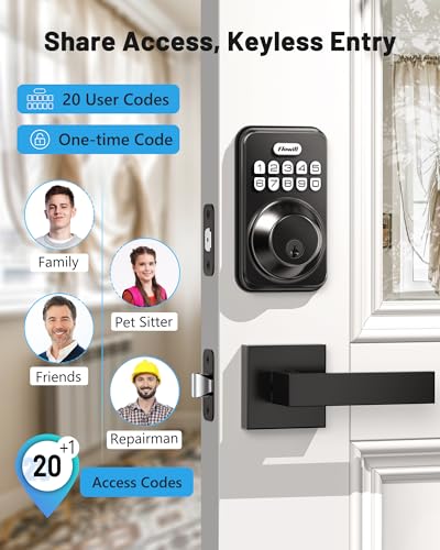 Smart Keyless Entry Door Lock with Auto-Locking Feature, Matte Black