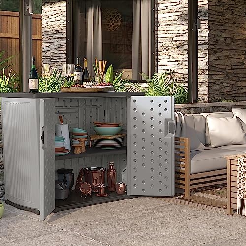 Suncast Backyard Oasis 130 Gallon Storage Shed, Dove Gray